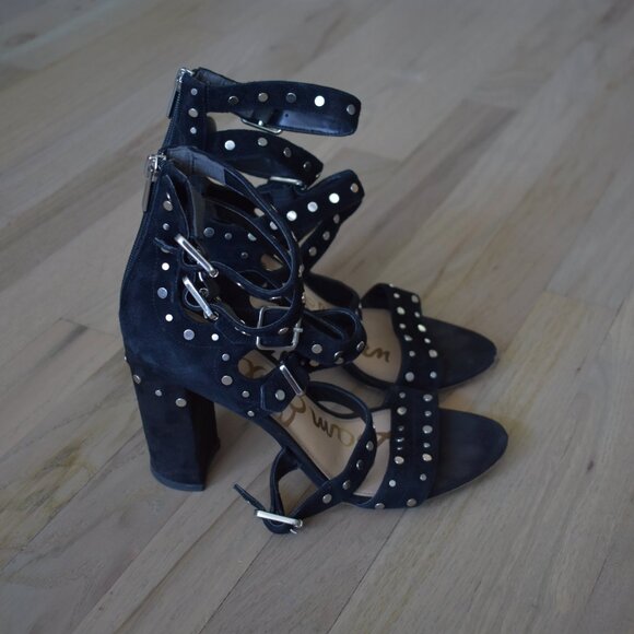 Sam Edelman York Suede Strappy Studded Sandals - Picture 3 of 11